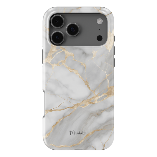 Ivory Silk phone case with smooth marble-inspired design in soft ivory tones, available in MagSafe and tough dual-layer protective options, designed in Malta