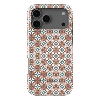 Maduma Barokka phone case by Mandalier featuring ornate Maltese baroque-inspired tile design, rich decorative patterns, glossy finish, available in MagSafe and tough dual-layer protective options