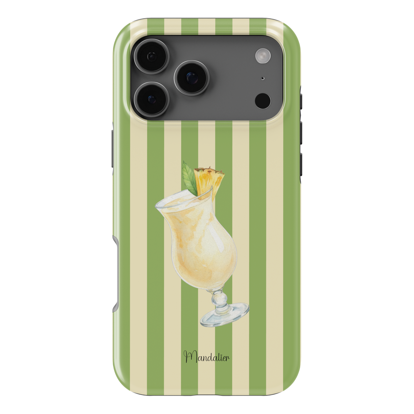 Piña Colada phone case with tropical cocktail-inspired design, available in MagSafe and tough dual-layer protective options, designed in Malta