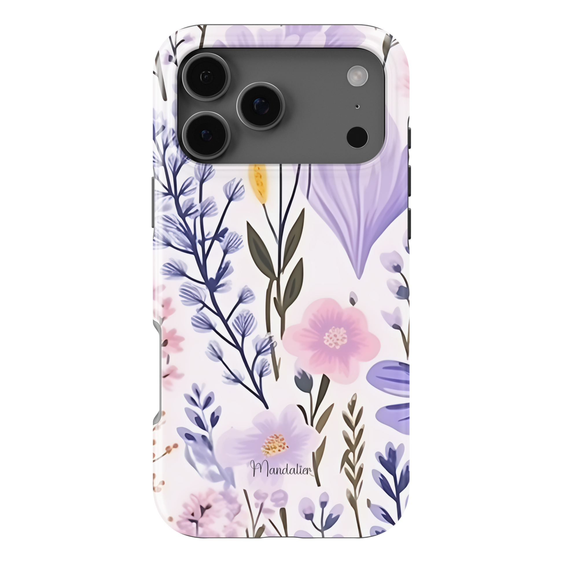 Purple Meadow phone case with elegant floral design in rich purple tones, available in MagSafe and tough dual-layer protective options, designed in Malta