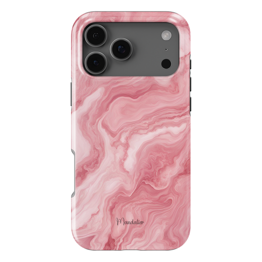 Rose Luxe phone case with elegant marble-inspired design in soft rose tones, available in MagSafe and tough dual-layer protective options, designed in Malta