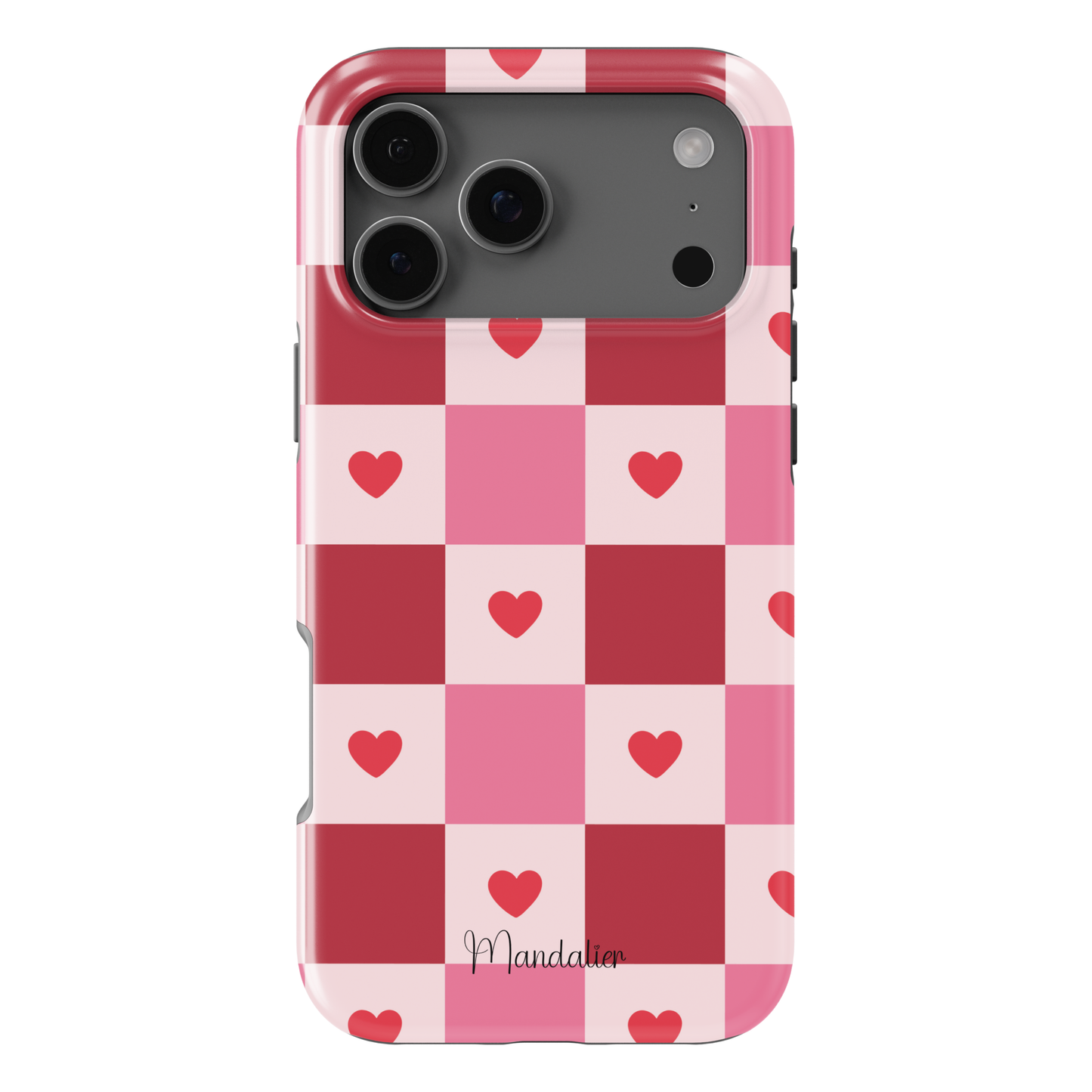 Sweetheart Plaid phone case with romantic plaid pattern design, glossy finish, available in MagSafe and tough dual-layer protective options