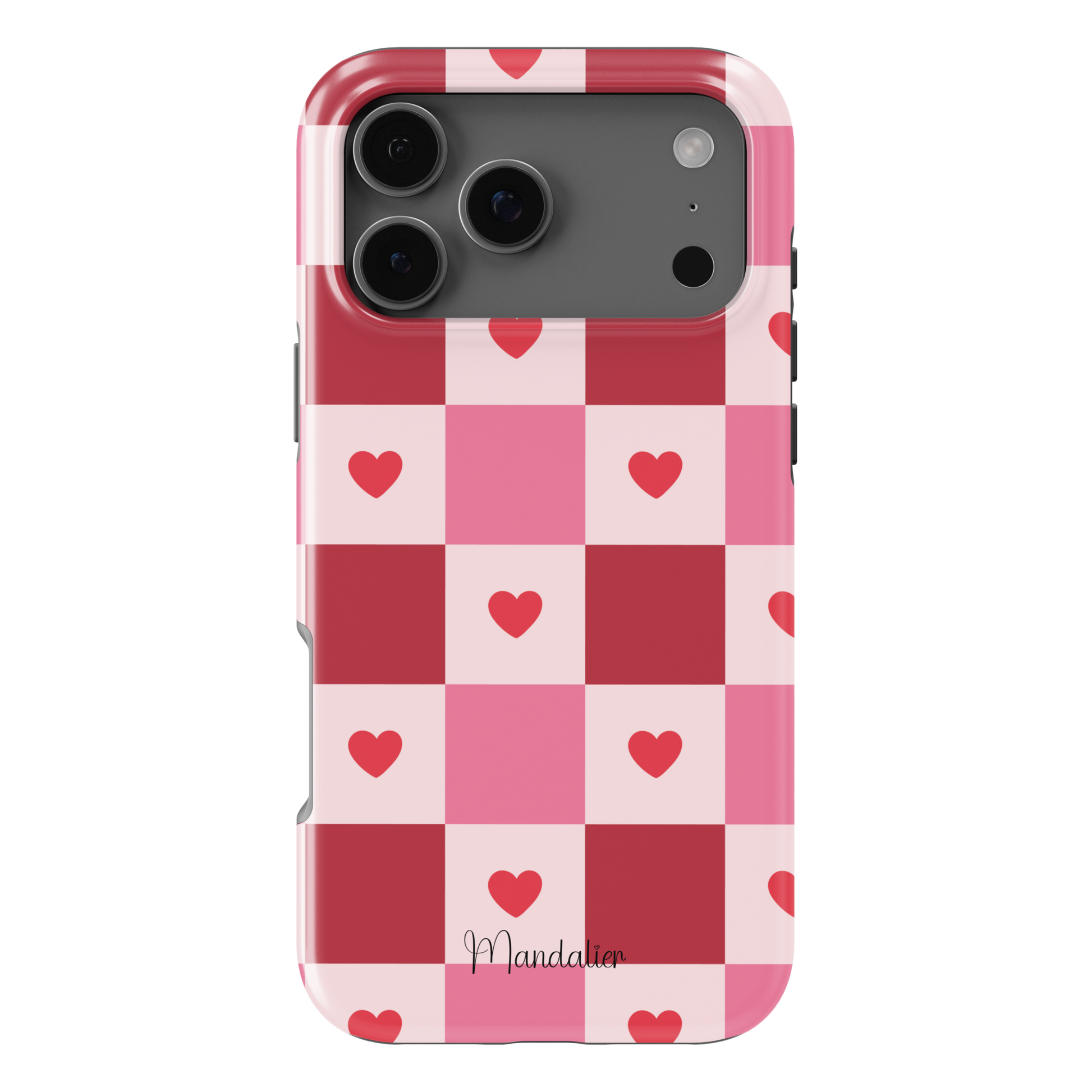 Sweetheart Plaid phone case with romantic plaid pattern design, glossy finish, available in MagSafe and tough dual-layer protective options